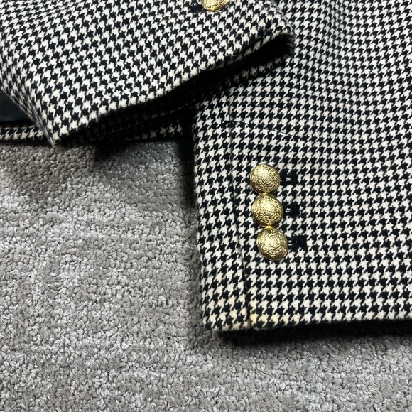 Banana Republic Houndstooth Checkered Business Button Front Italian Blazer Sz 12 - Picture 5 of 7